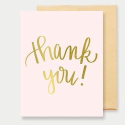 GOLD FOIL PINK THANK YOU - GREETING CARD