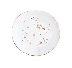 WHITE GOLD SPECKLED JEWELRY DISH